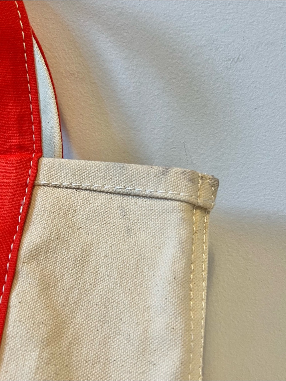 Anthropologie Cream Canvas Tote with Red Trim and Beaded Cocktail Patch - Picture 8 of 8